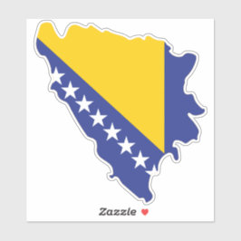 Pegatina Bandera De Bosnia Y Herzegovina En El Mapa Del Paí