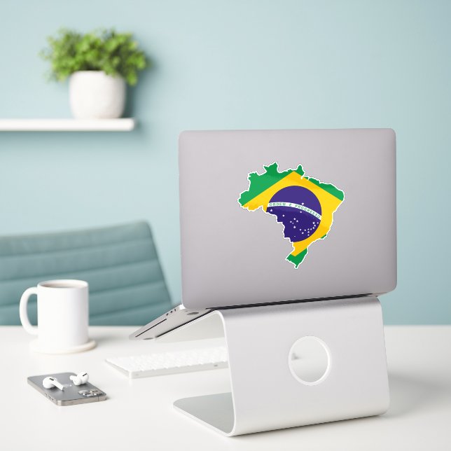Pegatina Bandera de Brasil (Ordenado portátil  en el escritorio)
