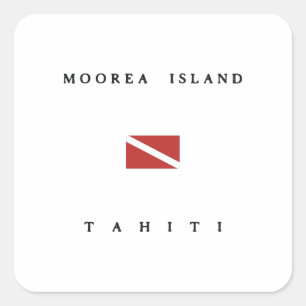 Pegatina Bandera de buceo de la isla Moorea Tahiti Scuba