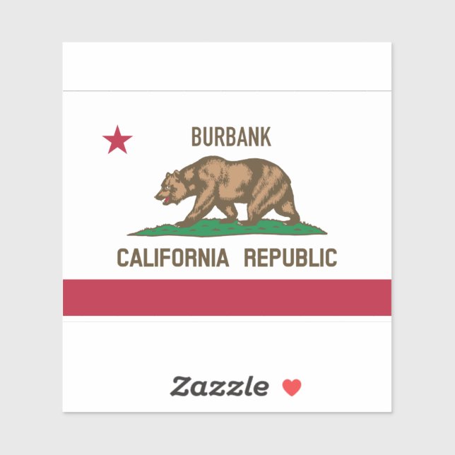 Pegatina Bandera de CA de Burbank (Hoja)