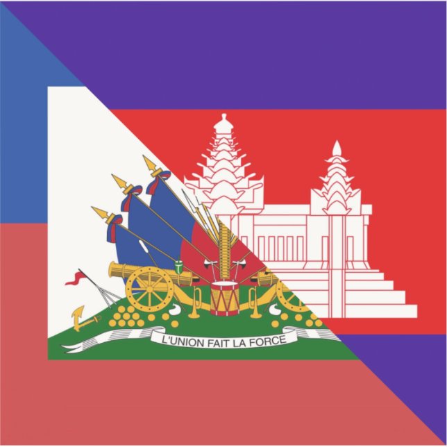 Pegatina Bandera de Camboya de Haití | Bandera de Mitad de  (Anverso)