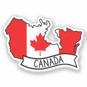 Pegatina Bandera de Canadá Mapa Orgullo Canadiense Patrióti