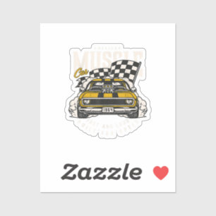 Pegatina Bandera de Carreras de vagones músculos estadounid