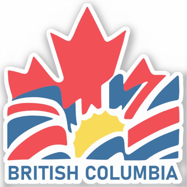 Pegatina Bandera de Columbia Británica Canadá Vintage Souve (Anverso)
