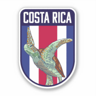 Pegatina Bandera de Costa Rica con tortuga marina - Travesí