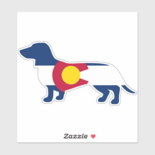 Pegatina Bandera de Dachshund Colorado