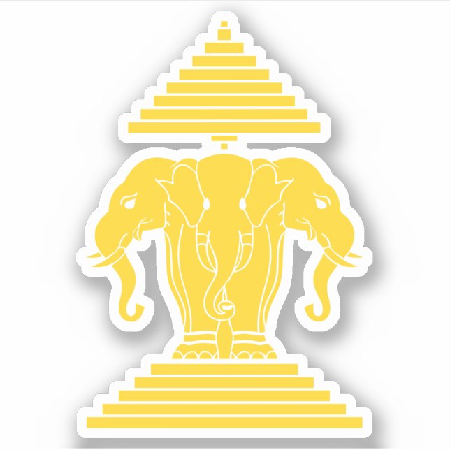 Pegatina Bandera de elefante lao/laos Erawan Yellow 3 (Anverso)