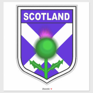 Pegatina Bandera de Escocia en escudo con cardo