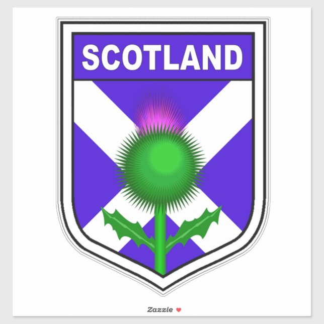 Pegatina Bandera de Escocia en escudo con cardo (Hoja)