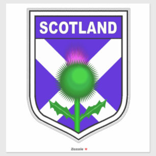 Pegatina Bandera de Escocia en escudo con el cardo