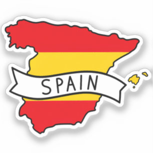 Pegatina Bandera de España Mapa Patriótico Orgullo Español 