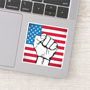 Pegatina Bandera de Estados Unidos  Puño en ascenso