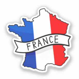 Pegatina Bandera de Francia Mapa Orgullo Francés Patriótico
