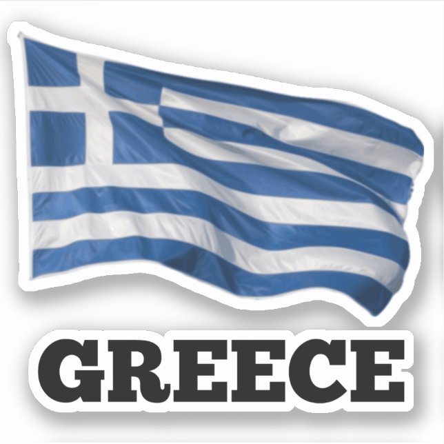 Pegatina Bandera de Grecia, etiquetada (Anverso)