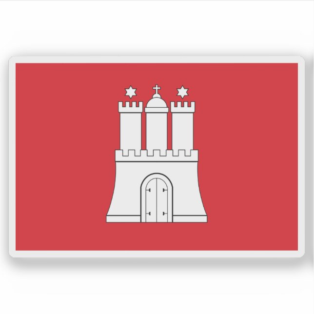 Pegatina Bandera de Hamburgo, Alemania (Anverso)