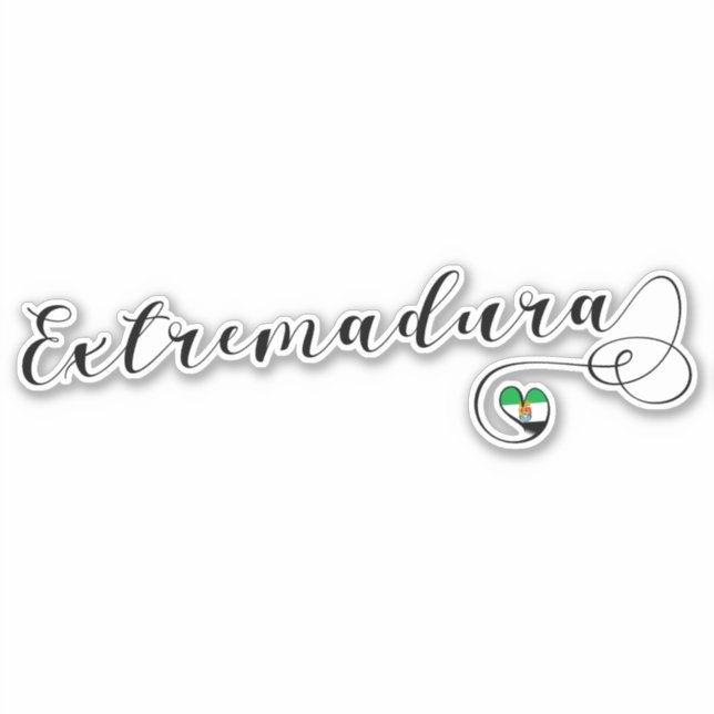 Pegatina Bandera de Heart Extremadura, Estremaúra, España (Anverso)