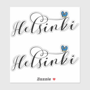 Pegatina Bandera de Helsinki en un corazón, Finlandia