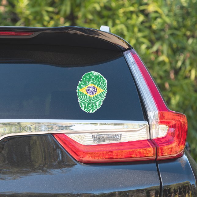 Pegatina Bandera de huellas digitales de Brasil (Lado del coche)