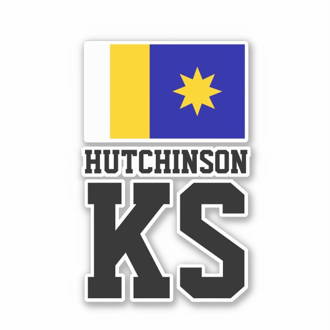 Pegatina Bandera de Hutchinson, Kansas (Anverso)