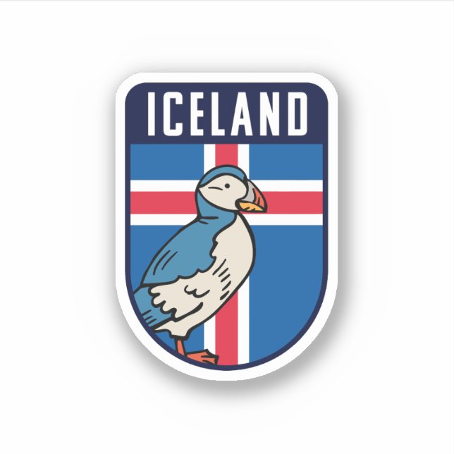 Pegatina Bandera de Islandia con ataúd - Viajes de Islandia (Anverso)
