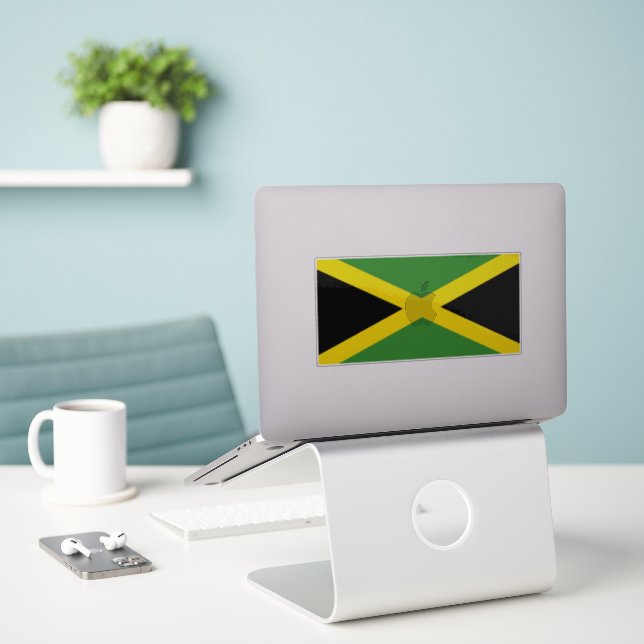 Pegatina Bandera de Jamaica (Ordenado portátil  en el escritorio)
