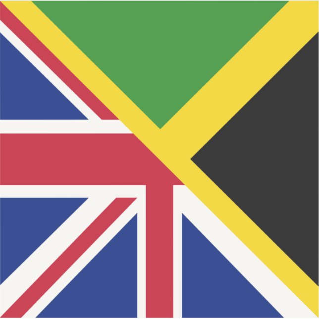 Pegatina Bandera de Jamaica en inglés | Media bandera de Ja (Anverso)