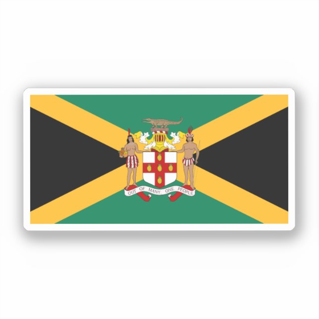 Pegatina Bandera de Jamaica/ Escudo de armas (Anverso)