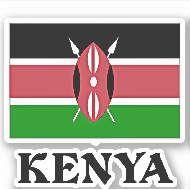 Pegatina Bandera de Kenia, etiquetada (Anverso)