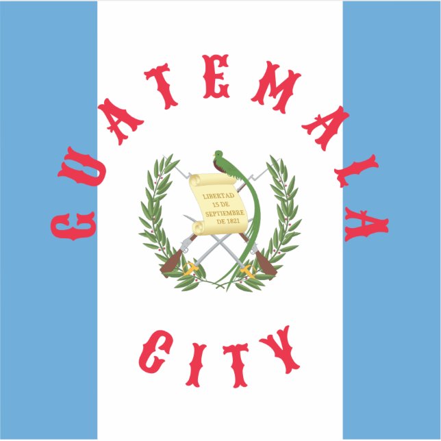 Pegatina Bandera de la ciudad de Guatemala y escudo de arma (Anverso)