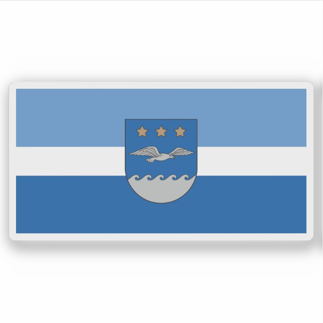 Pegatina Bandera de la ciudad de Jūrmala, Letonia (Anverso)