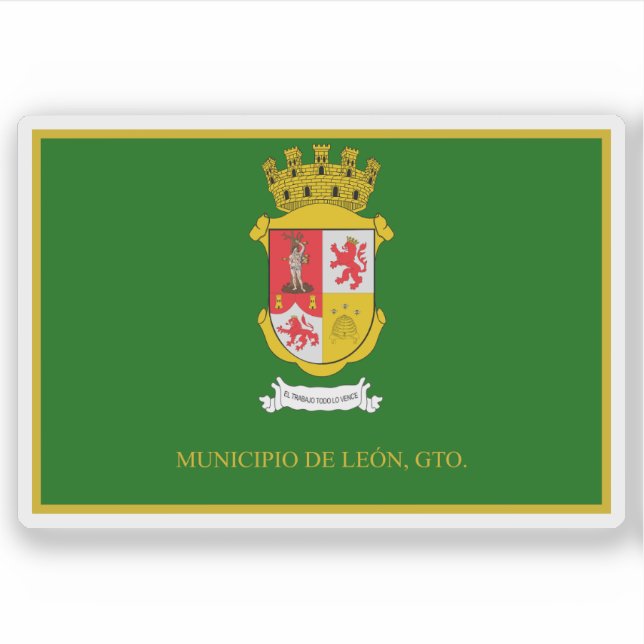 Pegatina Bandera de la ciudad de León, Guanajuato, México (Anverso)
