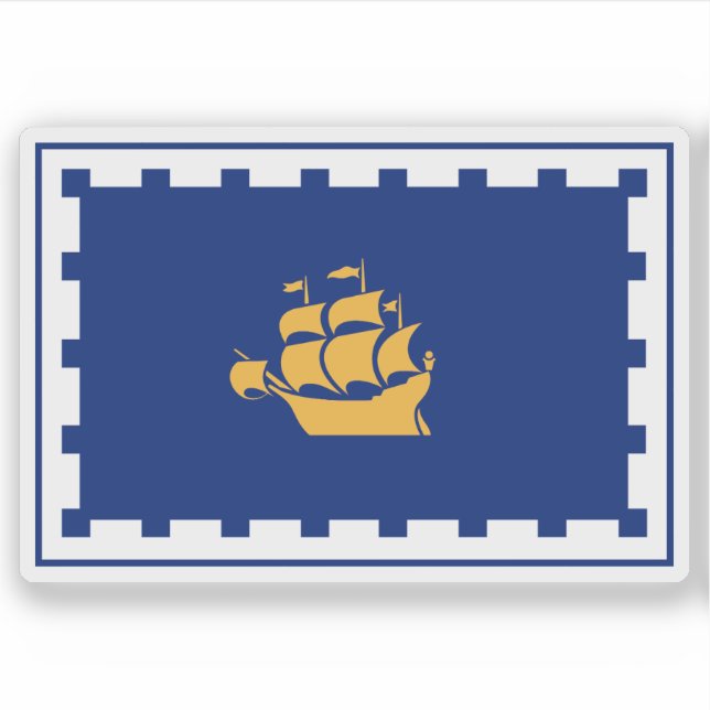 Pegatina Bandera de la ciudad de Quebec, Quebec, Canadá (Anverso)