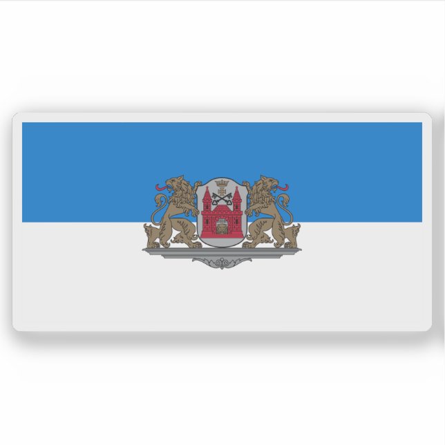 Pegatina Bandera de la ciudad de Riga, Letonia (Anverso)