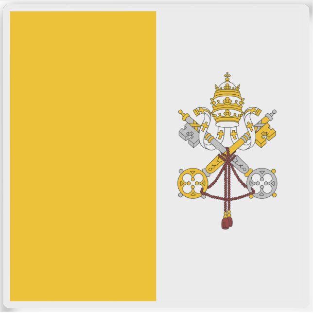 Pegatina Bandera de la Ciudad del Vaticano (1929-2001) (Anverso)