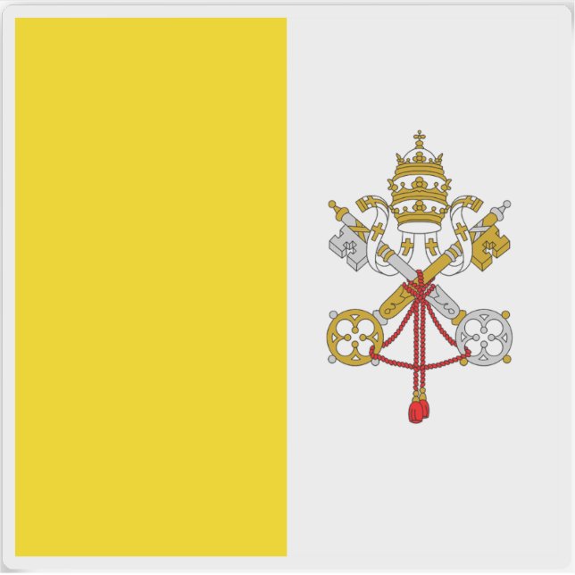 Pegatina Bandera de la Ciudad del Vaticano (2001-2023) (Anverso)