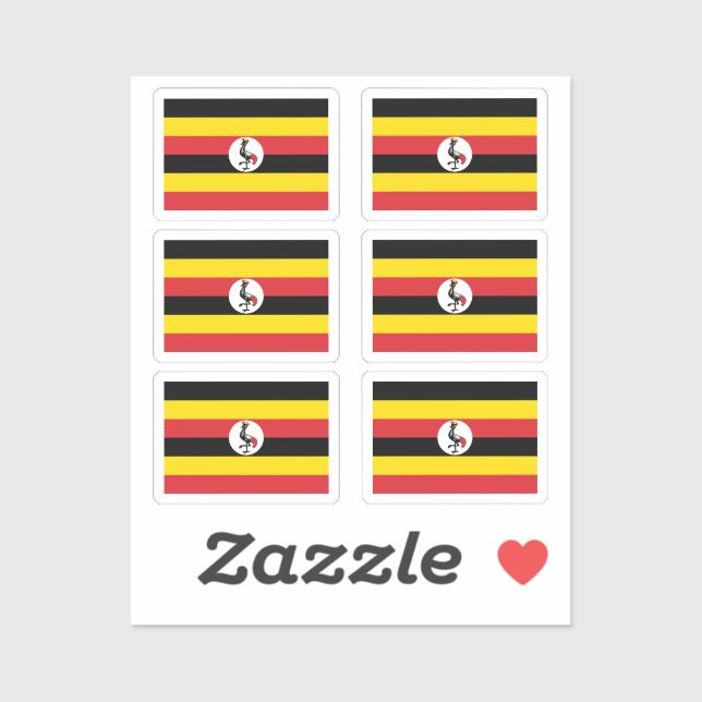 Pegatina Bandera de la colección de Uganda de 6 (Hoja)