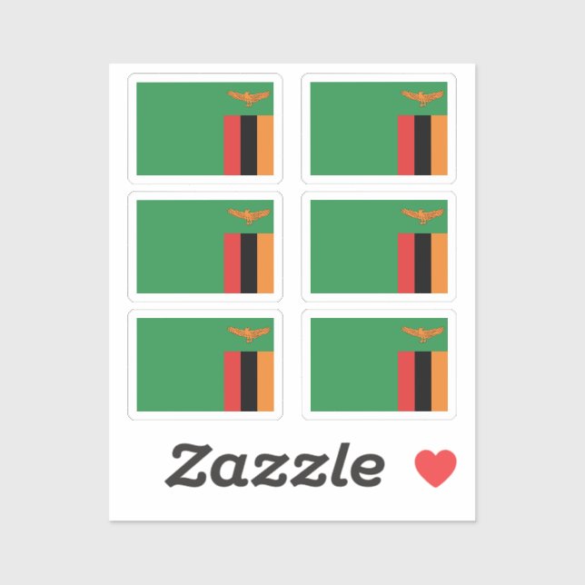 Pegatina Bandera de la colección de Zambia de 6 (Hoja)