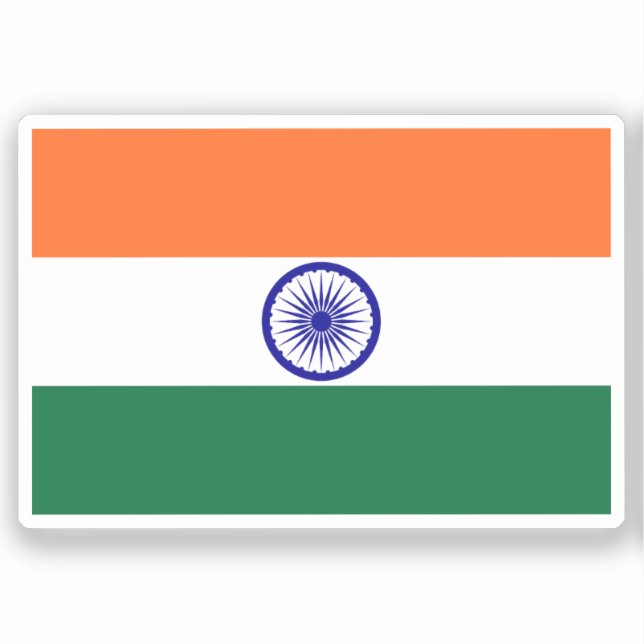 Pegatina Bandera de la India cortada a medida  (Anverso)