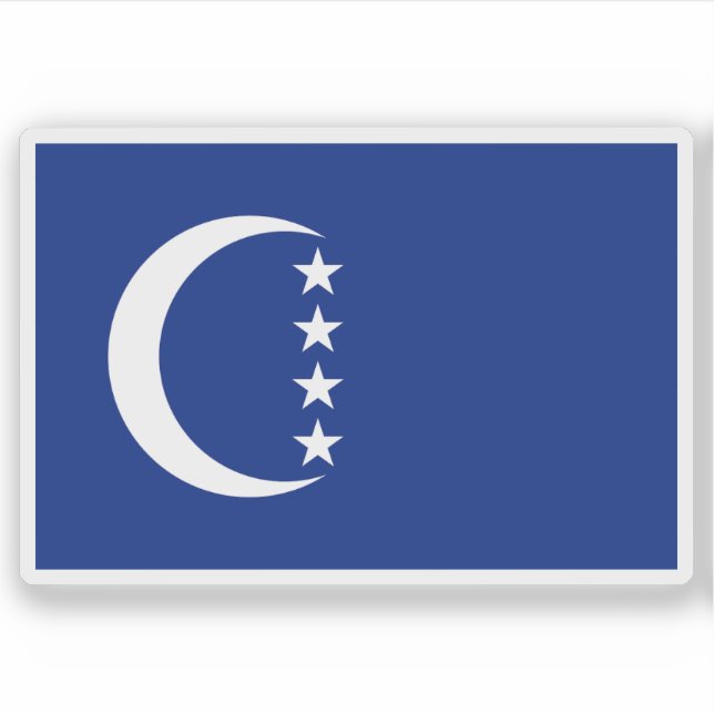 Pegatina Bandera de la isla de Gran Comora, Comoras (Anverso)
