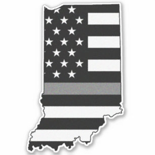 Pegatina Bandera de la línea gris delgada Indiana