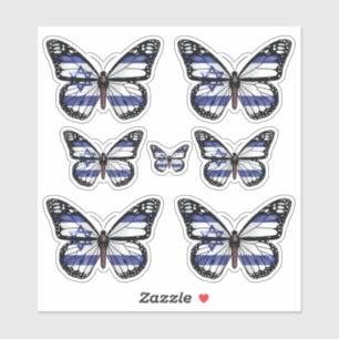 Pegatina bandera de la mariposa monarca de Israel