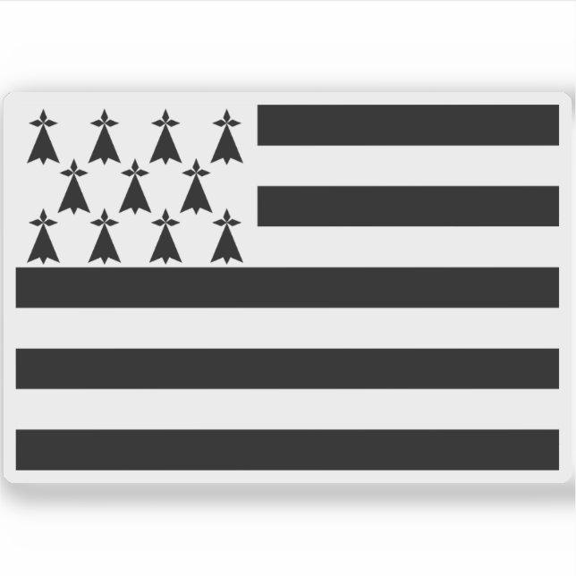 Pegatina Bandera de la región de Bretaña (Gwenn ha du), Fra (Anverso)