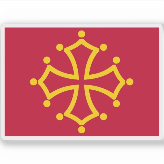 Pegatina Bandera de la región de Mediodía-Pirineos, Francia (Anverso)