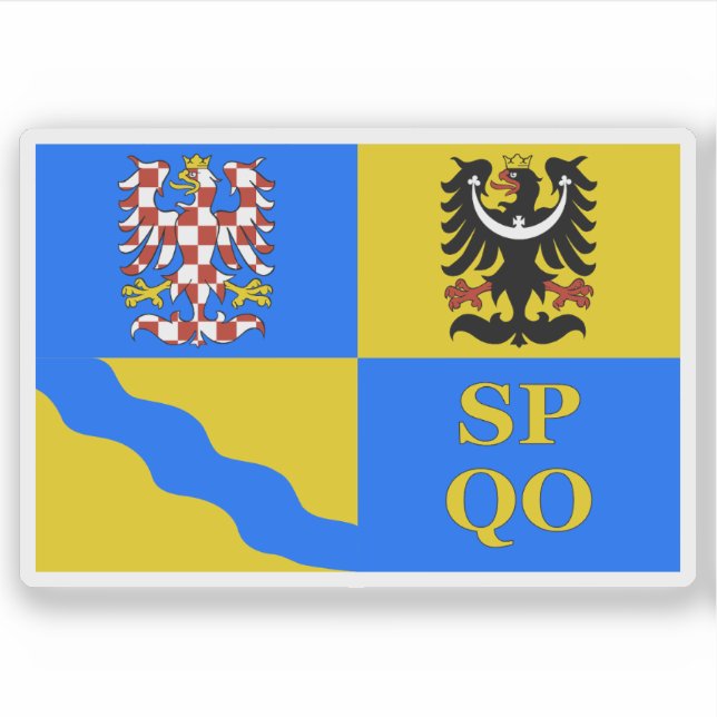 Pegatina Bandera de la región de Olomouc, República Checa (Anverso)