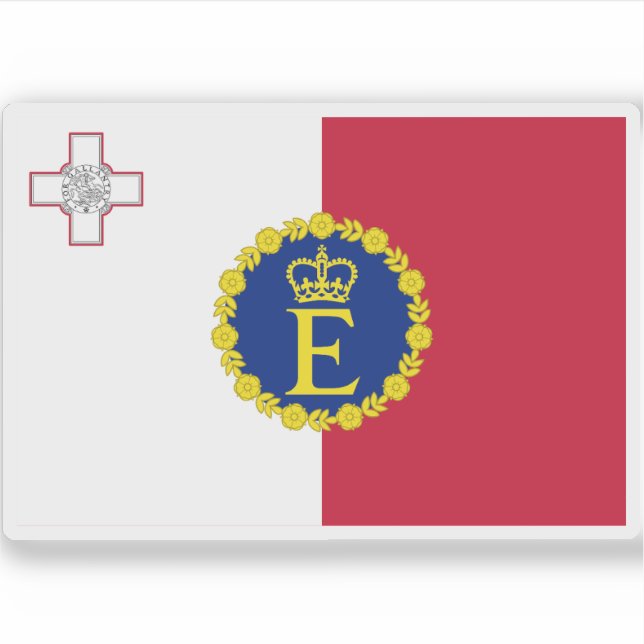 Pegatina Bandera de la Reina Isabel II para Malta (1967) (Anverso)
