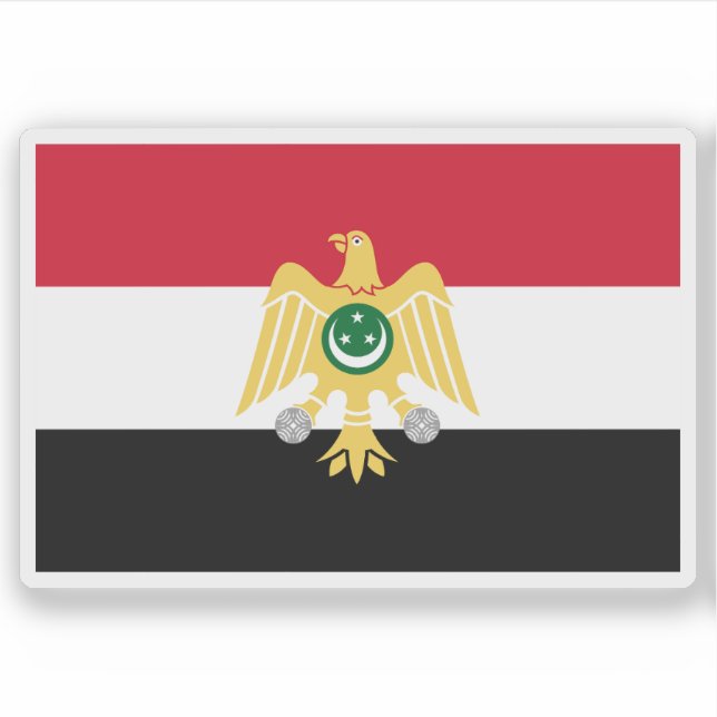 Pegatina Bandera de la República de Egipto (1952-1958) (Anverso)