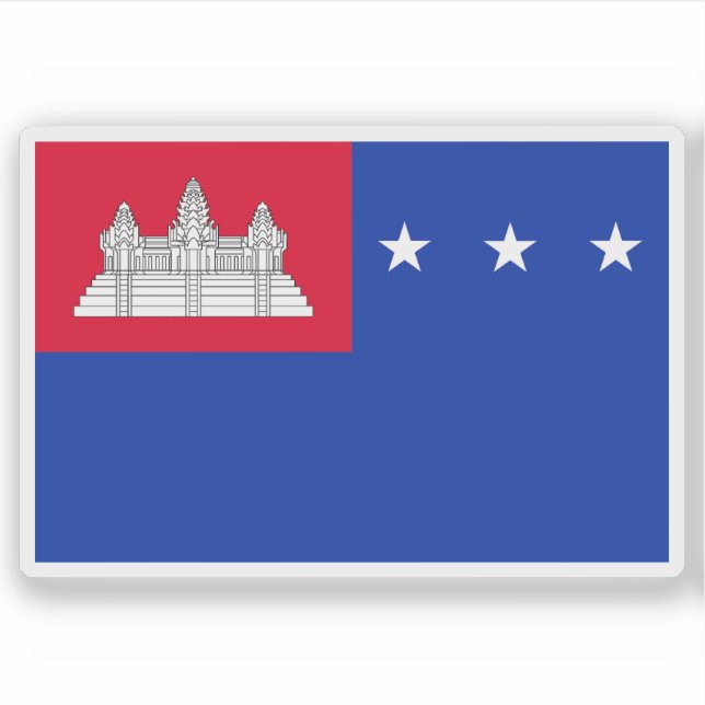 Pegatina Bandera de la República Jemer, Camboya (1970-1975) (Anverso)
