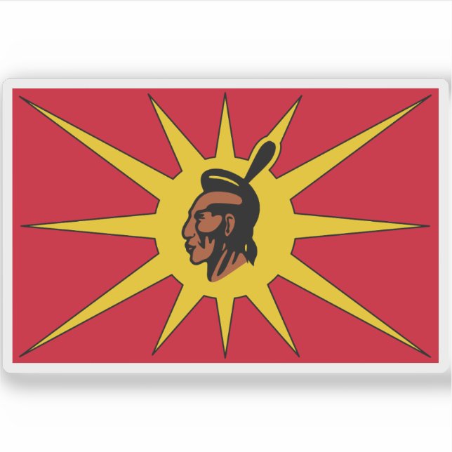 Pegatina Bandera de la Sociedad de Guerreros de Mohawk (Rot (Anverso)