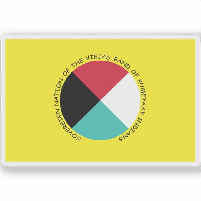 Pegatina Bandera de las Viejas en los Indios Kumeyaay (Anverso)