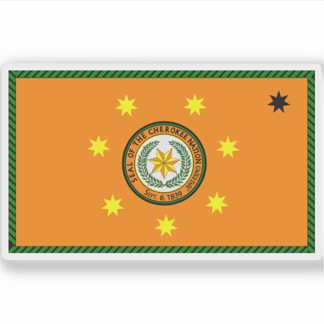 Pegatina Bandera de los Cherokee, Estados Unidos (Anverso)